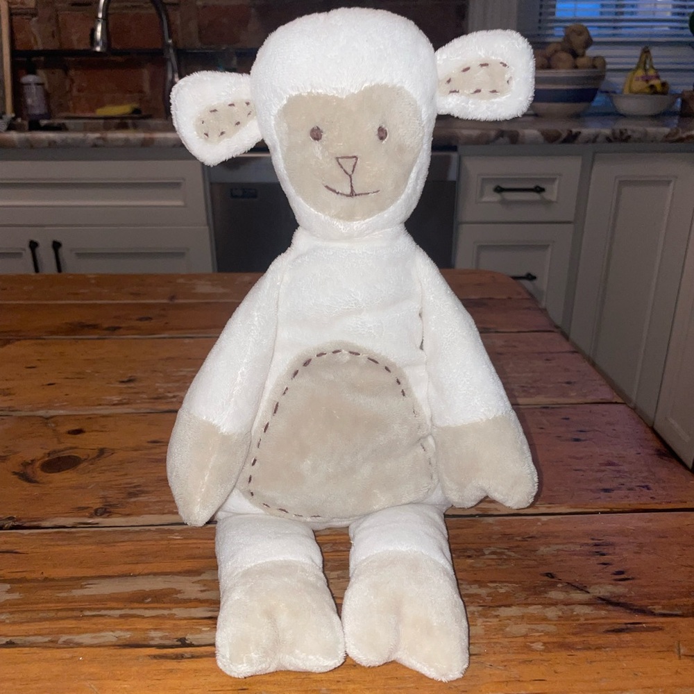 Pottery Barn Kids Cream Flat-Stitched Lamb Plush Lovey